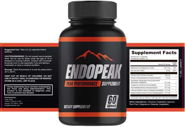 EndoPeak Supplement Facts